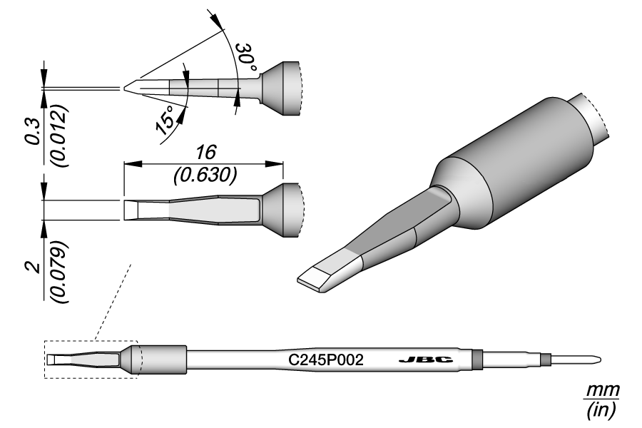 C245P002 - Chisel Cartridge 2 x 0.3